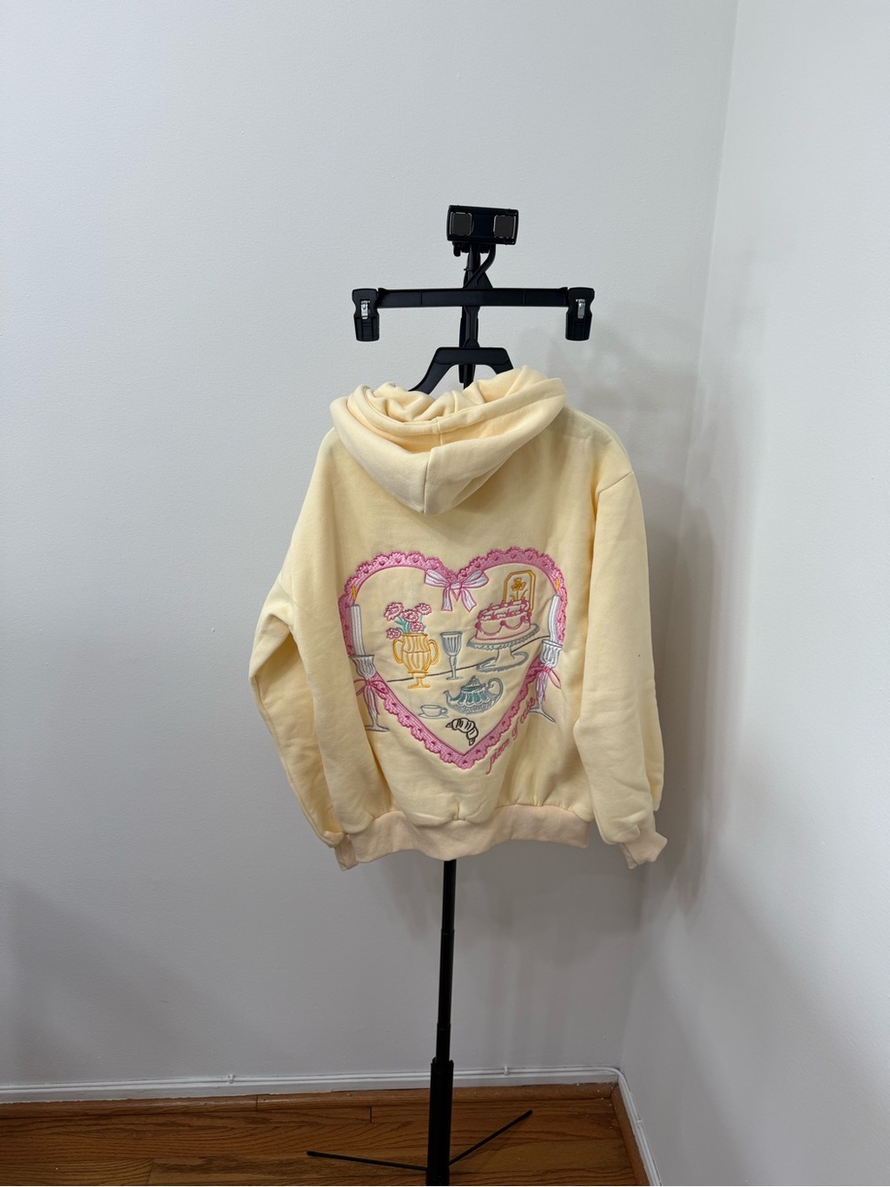 Altar'd State Cream Hoodie with Pink Script Embroidery - Picture 7 of 7
